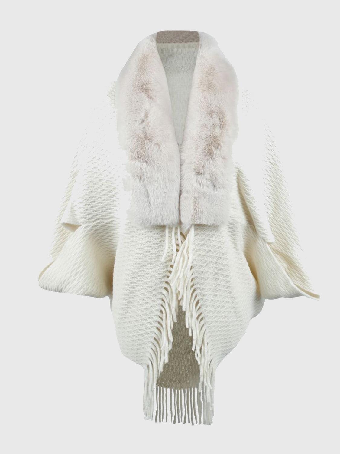 Open Front Fringe Hem Poncho Carauana Store