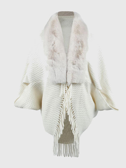 Open Front Fringe Hem Poncho Carauana Store