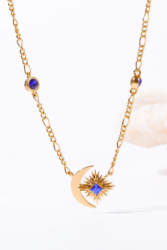 Moon & Star Shape Zircon Pendant Necklace Carauana Store