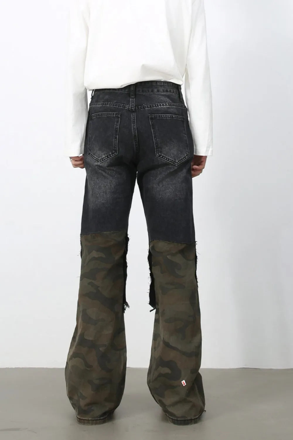 Men's Frayed Hem Camouflage Jeans Carauana Store