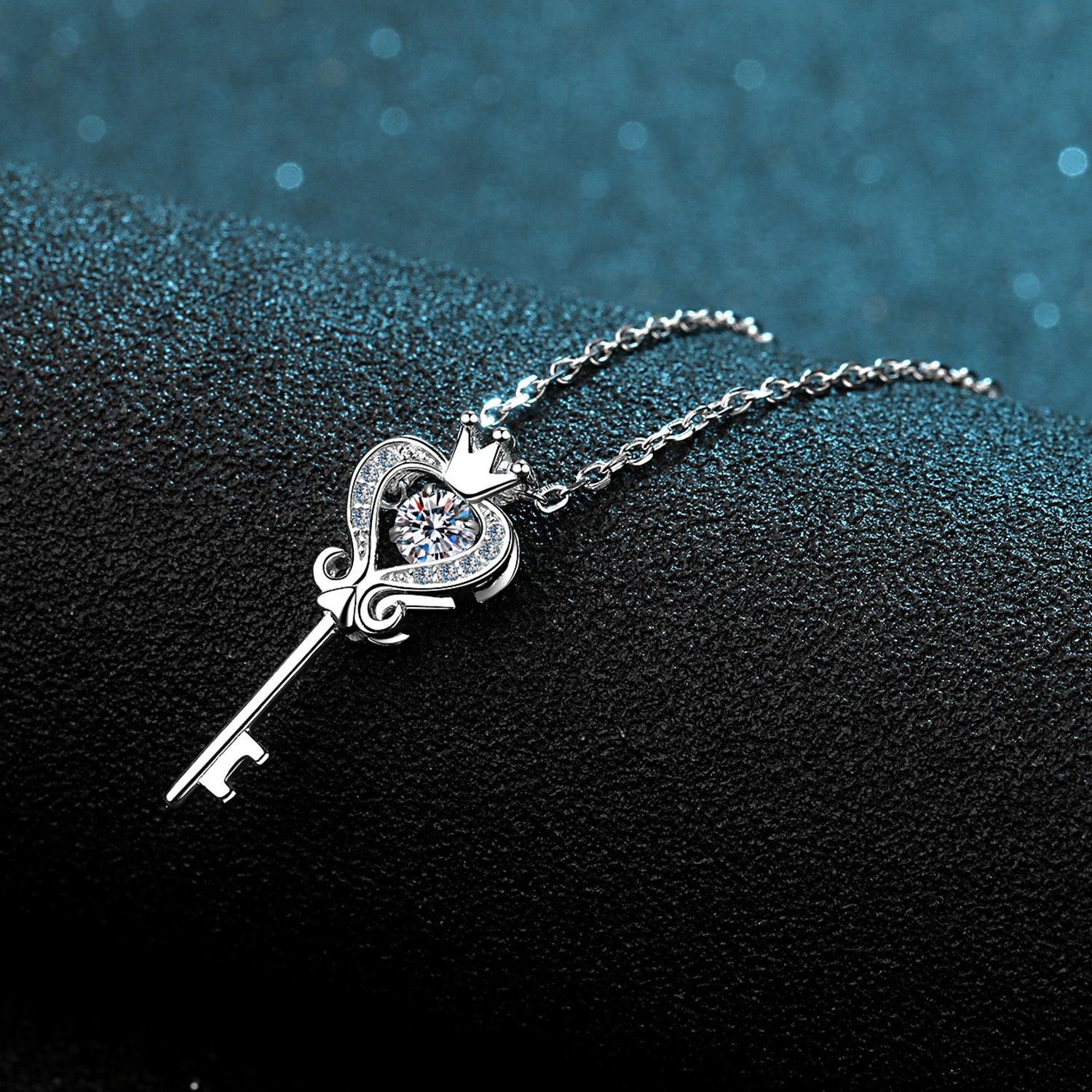 Key Shape Moissanite 925 Sterling Silver Necklace Carauana Store