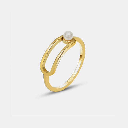 Synthetic Pearl Titanium Steel Ring Carauana Store