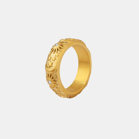Titanium Steel Inlaid Zircon Embossed Ring Carauana Store