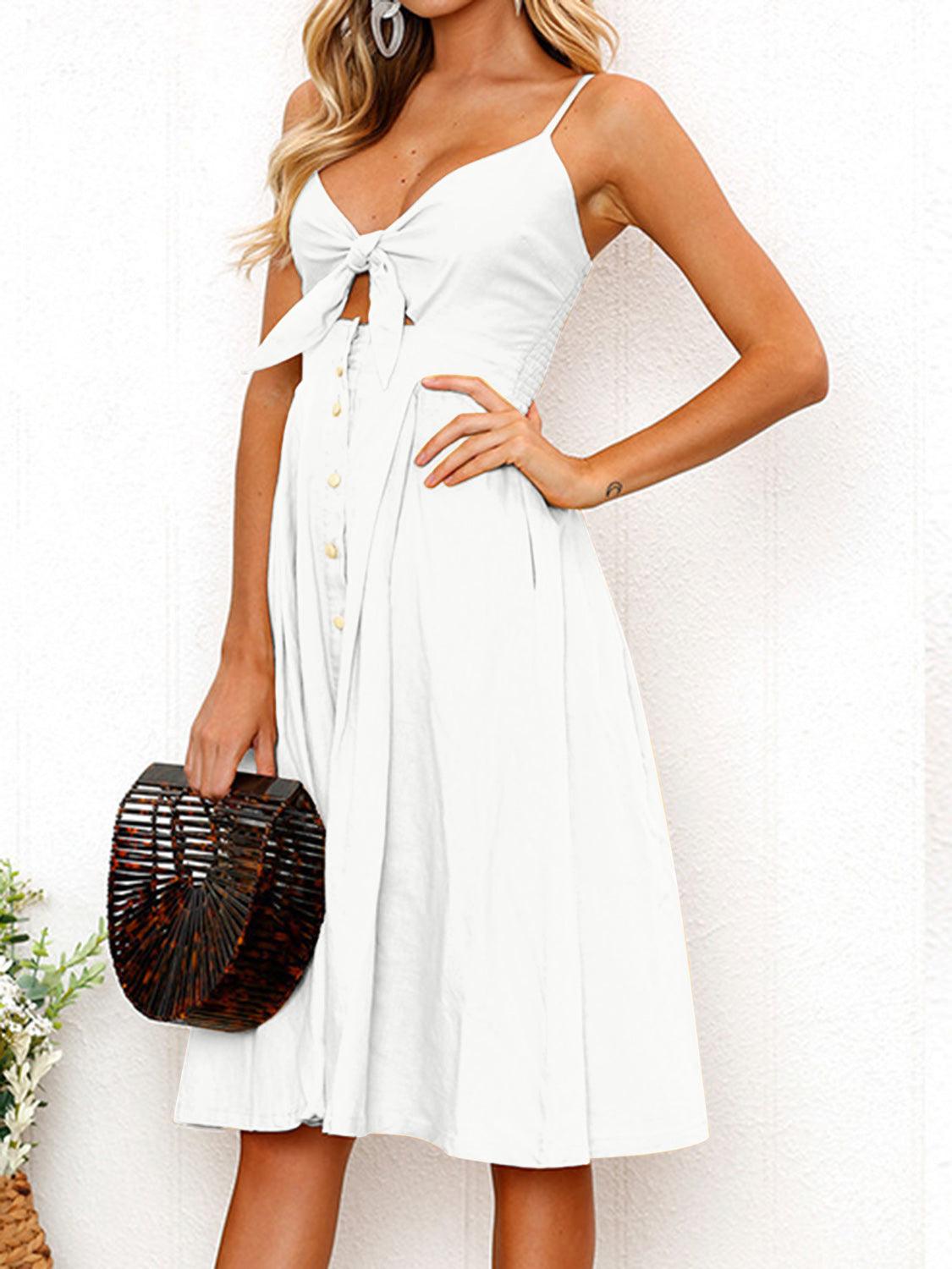 Cutout Smocked Sweetheart Neck Cami Dress Carauana Store