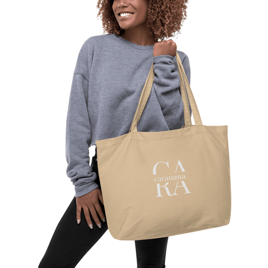 CARAUANA Large organic tote Bag Beige Carauana Store