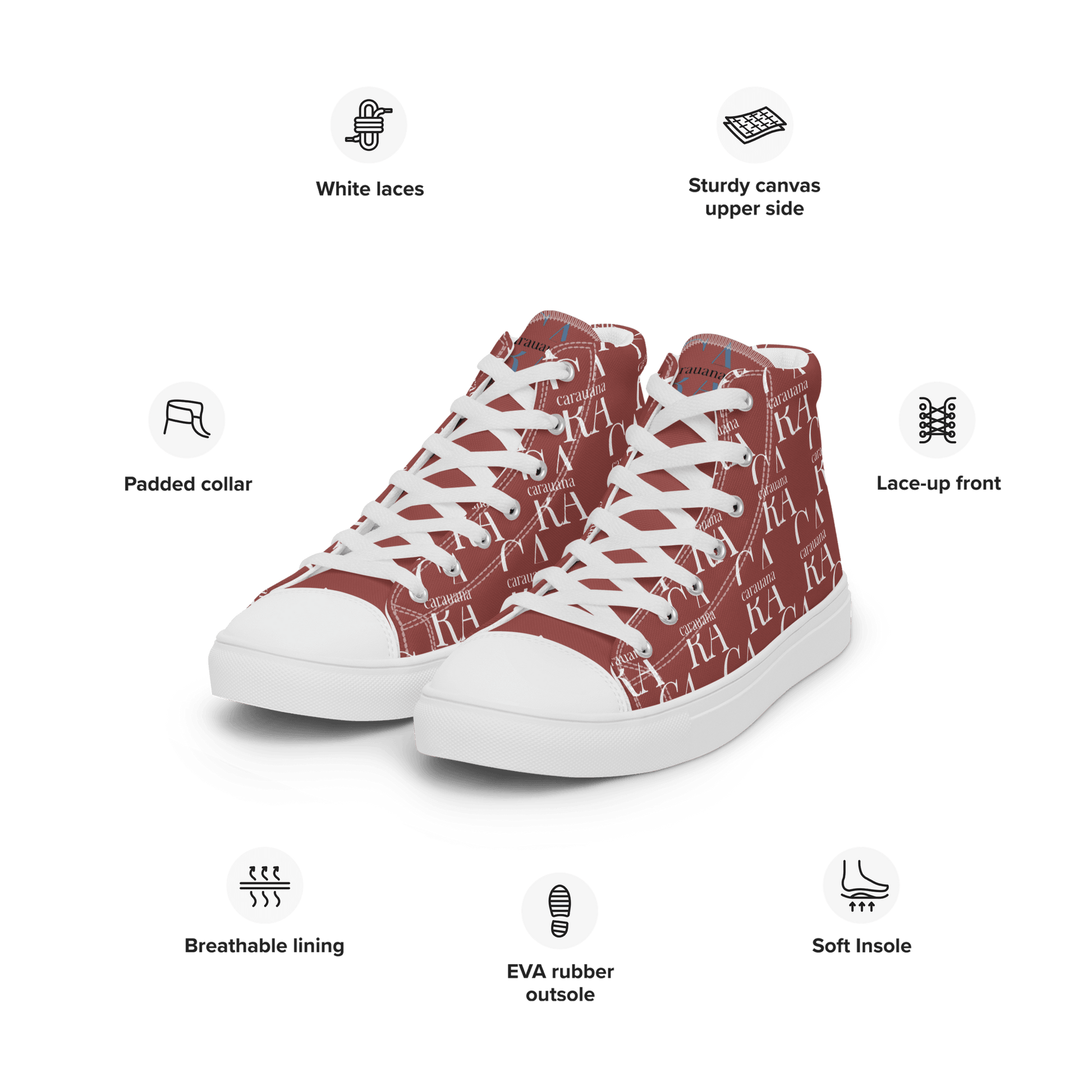 CARAUANA Hip Hop canvas shoes Brown Branded Carauana Store